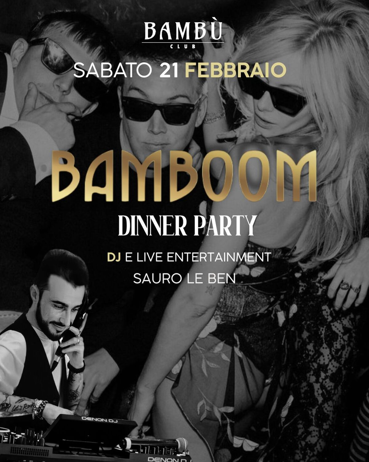 BAMBOOM DINNER PARTY -SABATO 21 FEBBRAIO