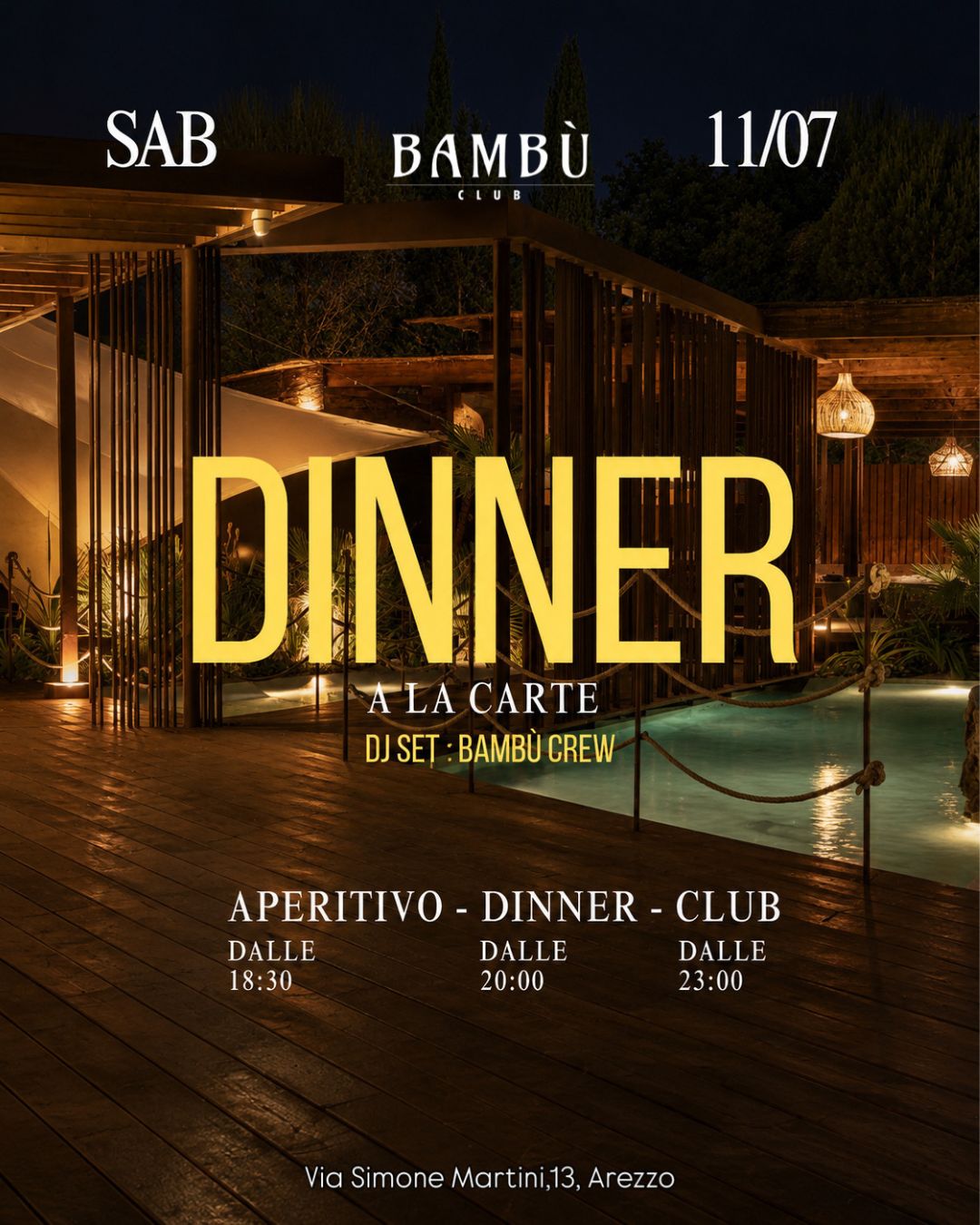 DINNER A LA CARTE - SABATO 11 LUGLIO