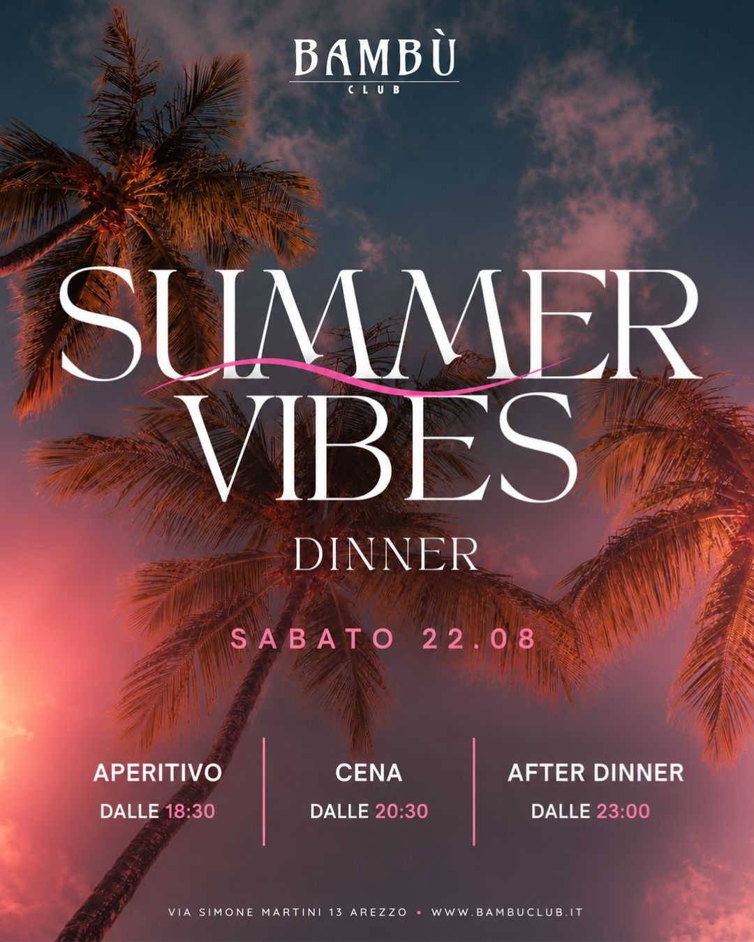 SABATO 22.08 - SUMMER VIBES DINNER 