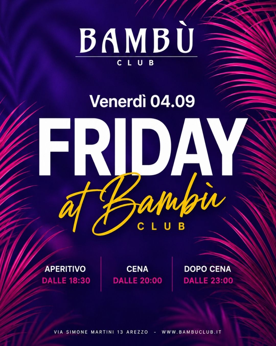 FRIDAY AT Bambù Club - Venerdì 04.09 